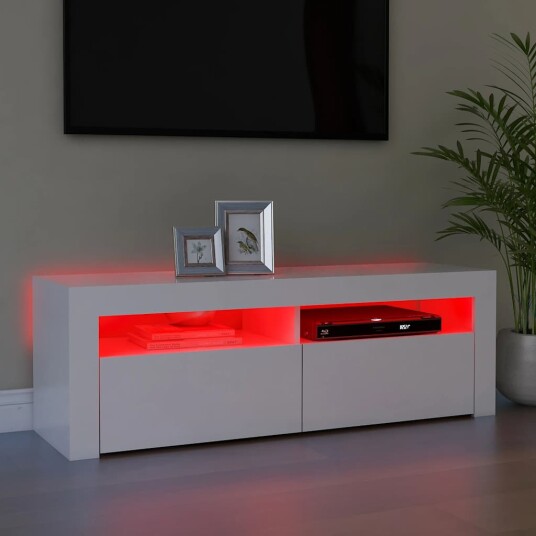 vidaXL TV-benk med LED-lys hvit 120x35x40 cm