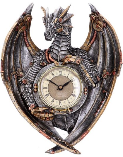 Dracus Horologium Steampunk Drage Veggklokke 27 cm