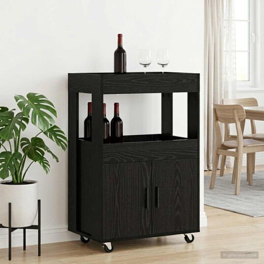 vidaXL Barvogn Svart eik 60 x 39.5 x 89 cm Konstruert tre