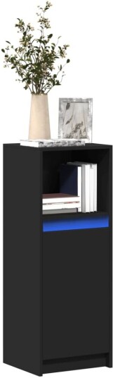 Skjenk med LED svart 38x34x100 cm konstruert tre