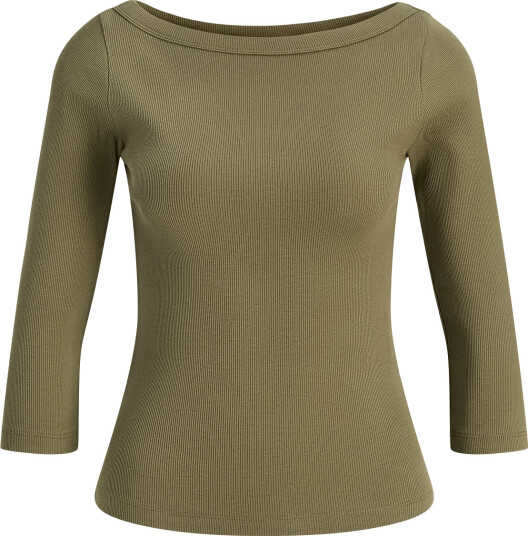 JJXX Jxfifi Str 3/4 Boatneck Top Jrs Noos Khaki green M