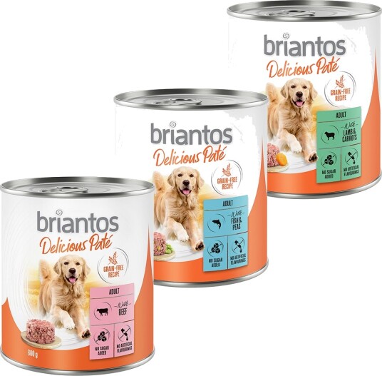 Briantos Våtfôr Delicious Paté Mix & Lam Storfe Fisk 6 X 800 G