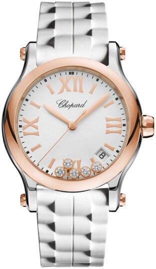 Chopard Dameklokke 278582 6001 Happy Sport Hvit/Gummi Ø36 mm