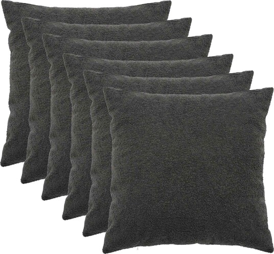 vidaXL Putetrekk 6 pcs HEERLEN Mørkegrå 60 x 60 cm Bouclé