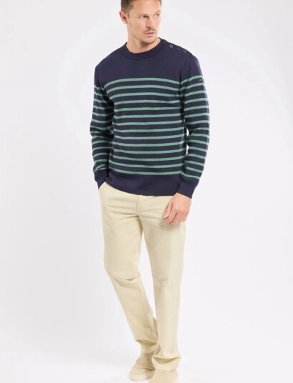 Armor Lux Striped Mariner Sweater "Groix"   Navy   XL