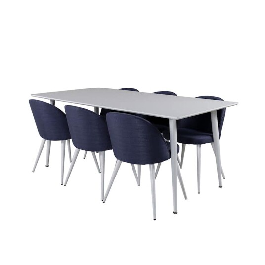 Spisegruppe Venture Home Polar med 6 Velvet Stoler
