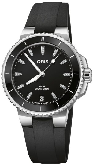Oris Dameklokke 01 733 7792 4194 07 4 19 64FC Aquis Sort/Gummi Ø36.5 Oris Dameklokke 01 733 7792 4194 07 4 19 64FC Aquis Sort/Gummi Ø36.5
