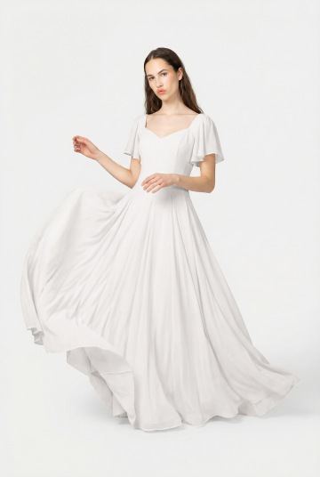 Murlongcres. Alette Maxi Dress Flutter Sleeves White