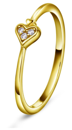 Pan Jewelry Hjerteglød ring i 925 forgylt sølv med zirkonia størrelse 50