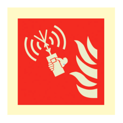 Jo Safety Fire emergency radio Photoluminescent Self Adhesive Vinyl PV MM 150 x150 IMO sign 105131PVMM