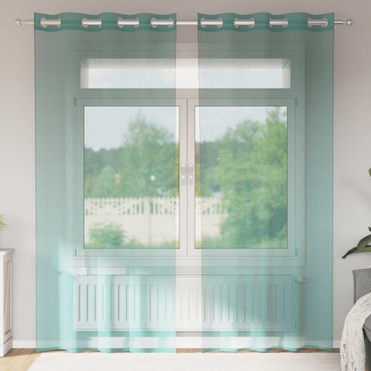 Voilegardiner med grommets 2 stk turkis 8721158551610