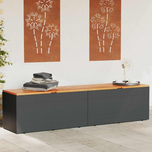 Putekasse svart 220x50x54 cm polyrotting akasie 365958