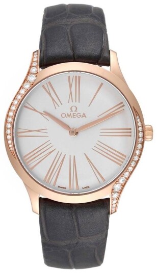 Omega Dameklokke 428.58.36.60.02.001 De Ville Tresor Sølvfarget/Lær