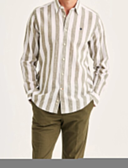 Morris Douglas Linen Mix Stripe Shirt Classic Fit Multi/patterned L Morris Douglas Linen Mix Stripe Shirt Classic Fit Multi/patterned L