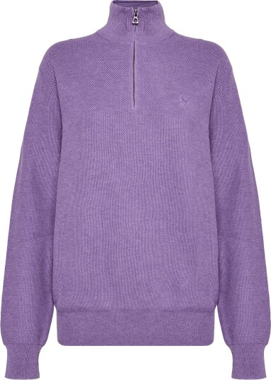 Polo Ralph Lauren 32/2 Cotton Sweater Half Zip Purple M