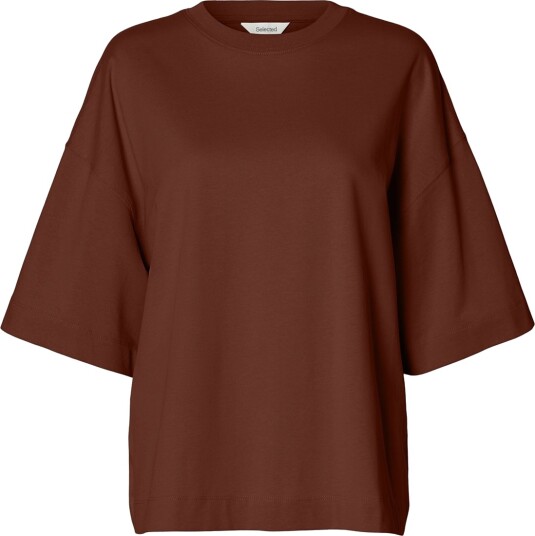 Selected Slwcolwoman 2/4 Oversized Tee Noos Brown XL