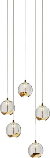 Lucande LED-pendellampe Hayley, 5 lyskilder, rund, gull