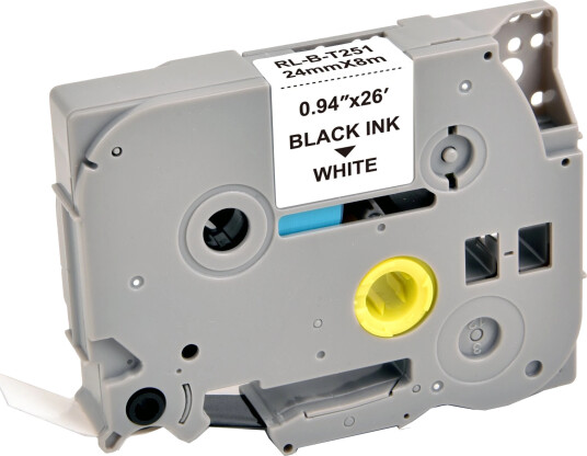TB TZE-251 P-Touch Tape Sort på Hvit 24mm (8m) erstatter Brother TZE-251
