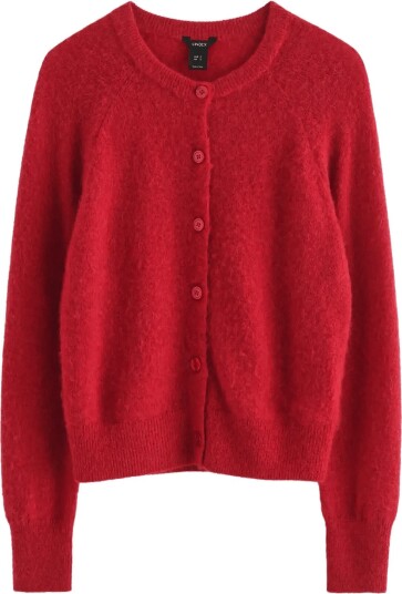 Lindex Fine Knit Cardigan In Wool Blend RED XL