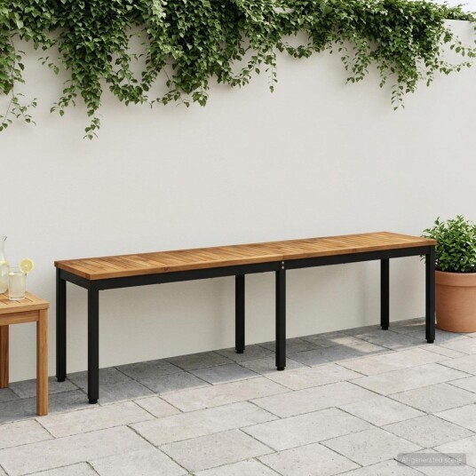 vidaXL Hagebenk 161 x 35 x 45 cm Solid akasietre Naturlig og svart