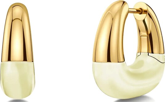 Edblad Lore Hoops L Gold/White One Size   Gold   ONE SIZE
