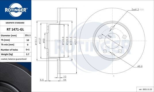 Bremseskive ROTINGER RT 1471-GL