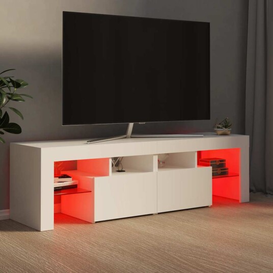 vidaXL TV-benk med LED-lys hvit 140x36,5x40 cm