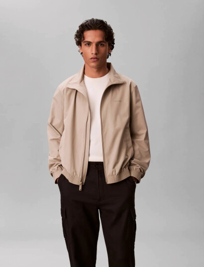 Calvin Klein Ls Nylon Stand Collar Windbreake Beige L Calvin Klein Ls Nylon Stand Collar Windbreake Beige L