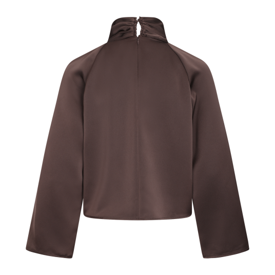 Cira Blouse Black Coffee S Satin blouse with twist