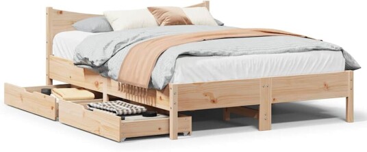 Sengeramme med skuffer 140x190 cm heltre furu 8721102943065