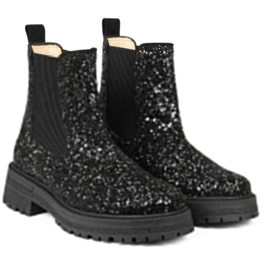Angulus Chelsea Støvel Black Glitter/Black/Black 34
