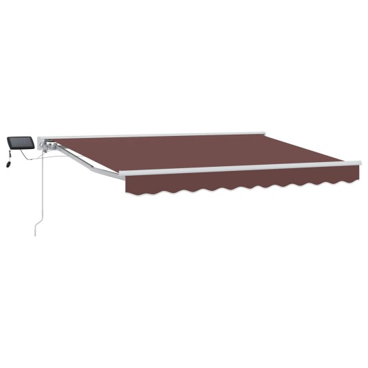 vidaXL Manuell markiseramme med LEDs Brun og hvit 3,5 x 2,5 m