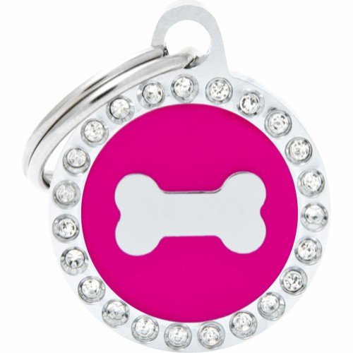Myfamily Rosa Glam Strass Hundehalsbånd med ID-merke