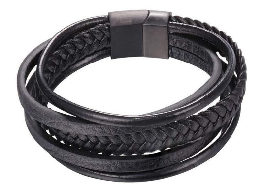 U7 Armbånd av Imitert Skinn - Svart U7 Armbånd av Imitert Skinn - Svart