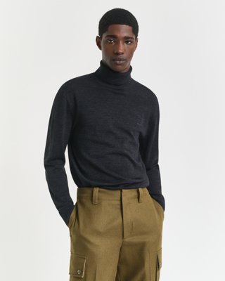 Gant Genser i ekstra fin merinoull med høy hals DARK CHARCOAL MELANGE L Gant Genser i ekstra fin merinoull med høy hals DARK CHARCOAL MELANGE L