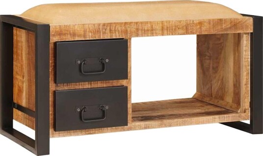  Oppbevaringsbenk Brun 80 x 35 x 40 cm Massivt mangotre