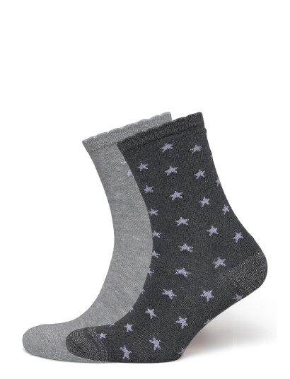 Mango 2 Pack Patterned Socks Grey S