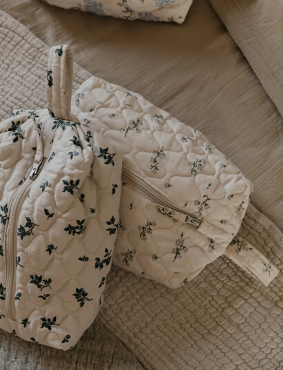 Garbo&Friends Satin Quilted Toiletry Bag, 26X17X10 Cm, Bluebell - Cream - 26X17X10CM Garbo&Friends Satin Quilted Toiletry Bag, 26X17X10 Cm, Bluebell - Cream - 26X17X10CM
