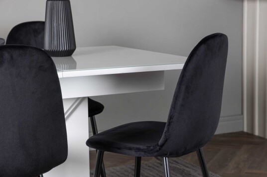 Venture Design Pluto & Polar spisegruppe Svart/hvit 4 stoler & bord 120 x 90 cm