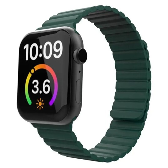 Lippa Apple Watch (42/44/SE/45/49mm) Magnetisk Silikonreim - Mørk Grønn