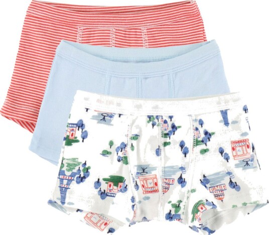 Petit Bateau Boxershorts 3 pack Blå/Hvit/Rød Petit Bateau 2 år (92) Boxershorts Lyseblå