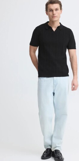 Blend Bhbaron Split Polo Noos Black M Blend Bhbaron Split Polo Noos Black M