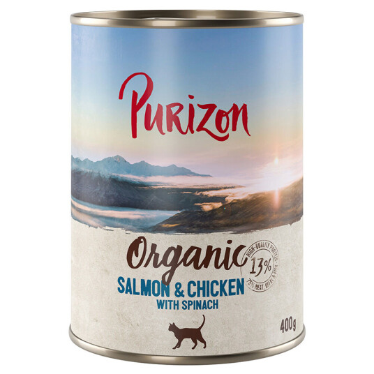 Purizon Organic 6 X 400 G Laks Og Kylling Med Spinat