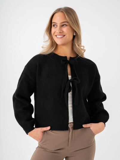 Vero Moda Bow Long Sleeve O-neck Tie Cardigan Sort XL