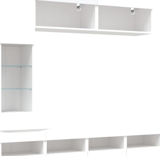 Vegghengte TV benker med LED 7 stk hvit