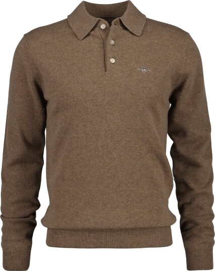 Gant Superfine Lambswool Polo   Brown   S