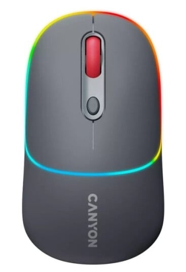 Canyon Mw-22, 2In1 Wireless Optical Mouse Bluetooth / Wireless Usb, 800/1200/1600 Dpi, 4 Print, Grey