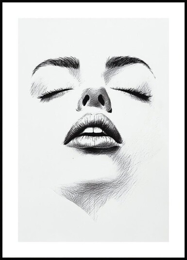 Female Face Fashion Drawing Plakat Plakat / 50x70cm