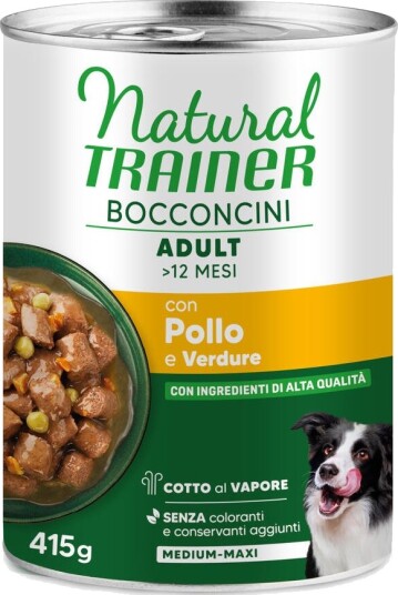 Natural Trainer Våtfôr Adult Bocconcini Medium & Maxi Biter Kylling 2 X 415 G