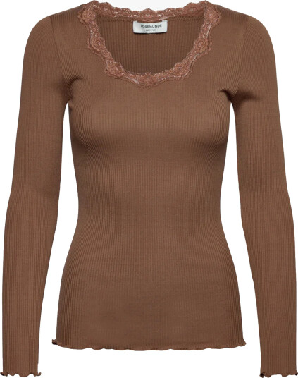 Rosemunde Babette Silk T Shirt W/ Lace Brun XS